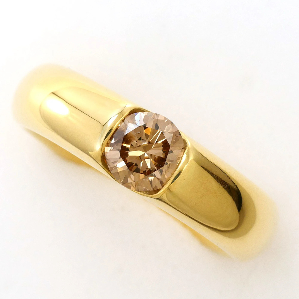 18K (18-karat) Yellow Gold Ring with Brown Diamond (0.597ct), Total Weight 8....